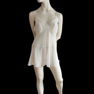 Secret Treasures Baby Doll Chemise Sheer Ivory Cream Beaded Bridal